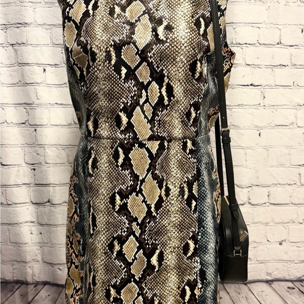 French Connection Black and Tan Patterned Dress